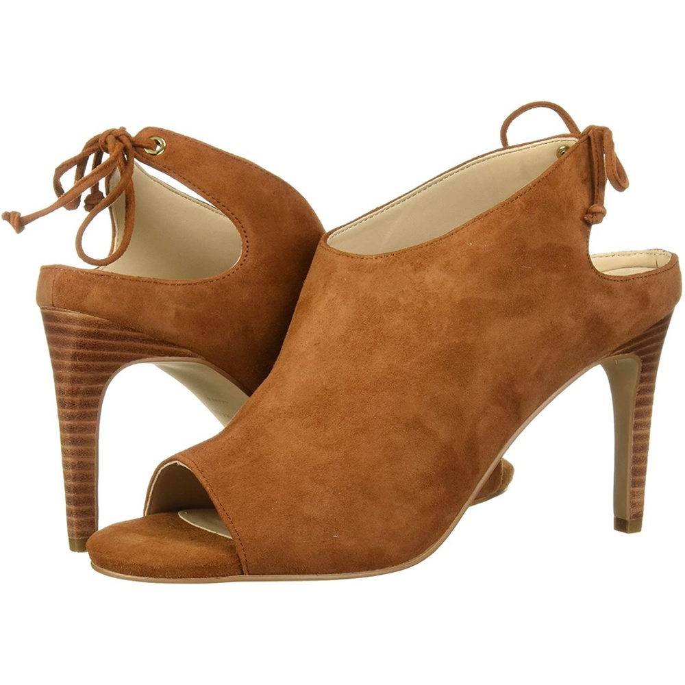 Cole Haan Emmett Ch British Tan Brown Suede Pumps Sandal Stiletto Heel Shoes - Picture 6 of 15